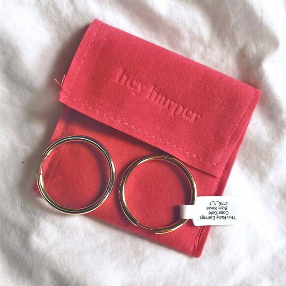 Hey Harper Hoop Earrings Thin Small Ruby - Picture 3 of 6